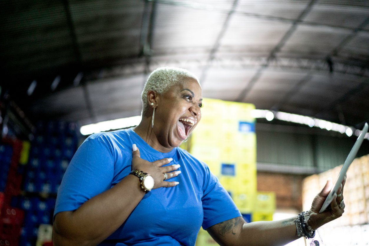 employee excited at work